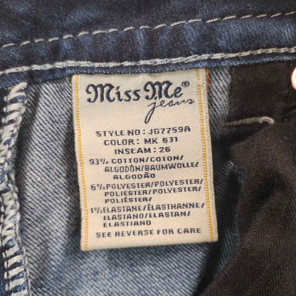 Miss Me Jeans Women's 27 Fits 30x27 Slim Boyfriend Ankle Stretch Embroidered 💎 - Picture 7 of 15
